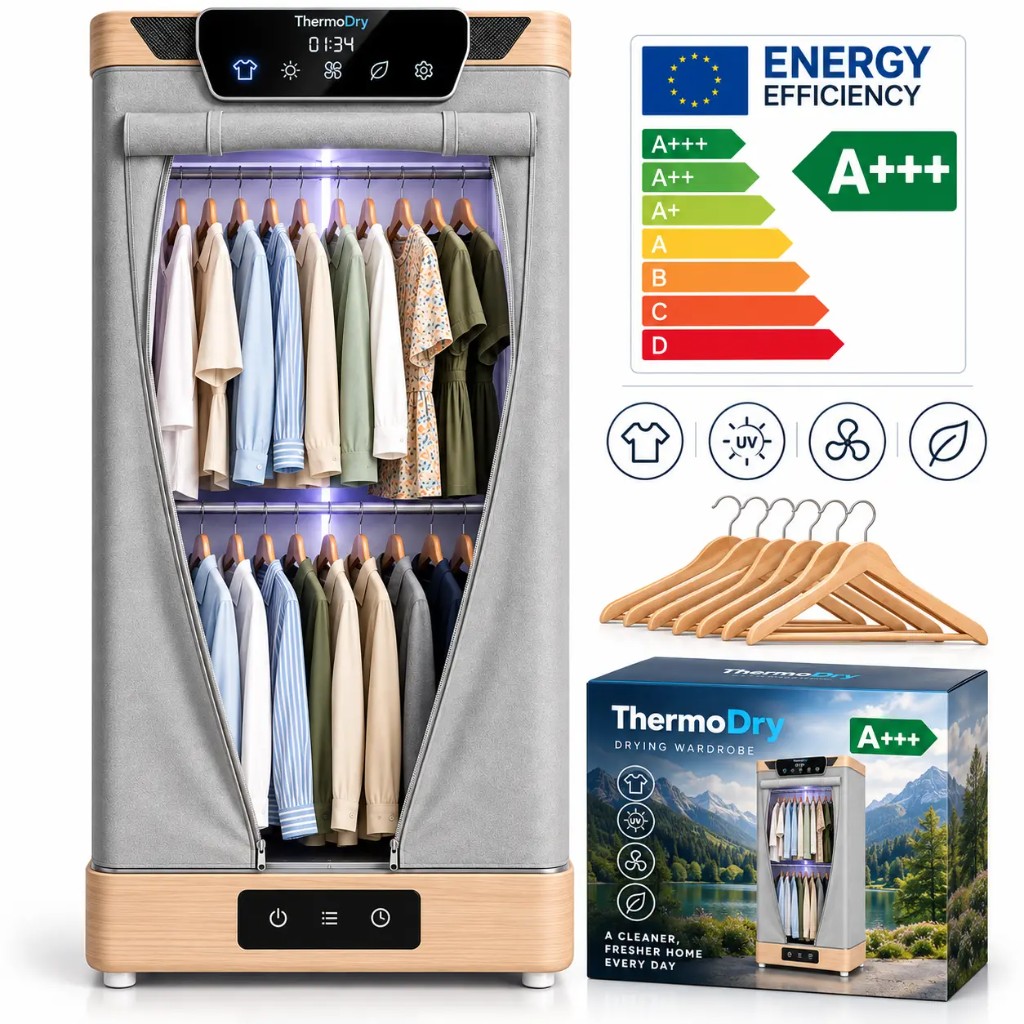 Teljes ThermoDry csomag: készülék, vállfák, csomagolás és garancia